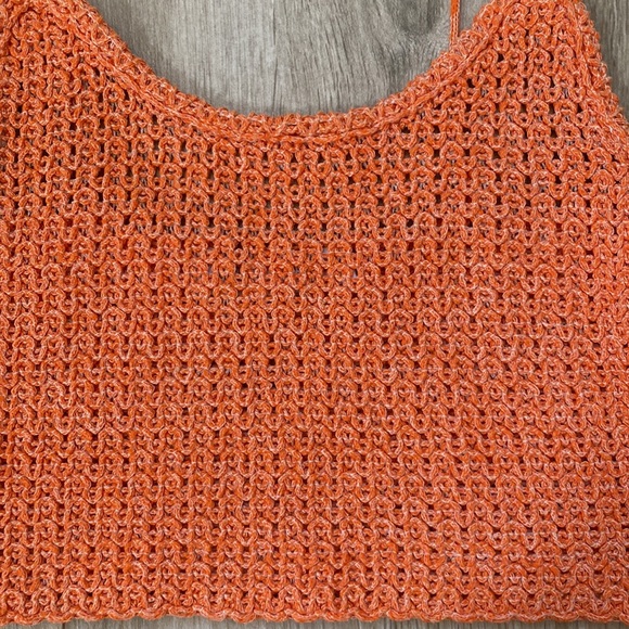 Zara Orange Crochet Spaghetti Strap Tank Top Size Small - Picture 3 of 8
